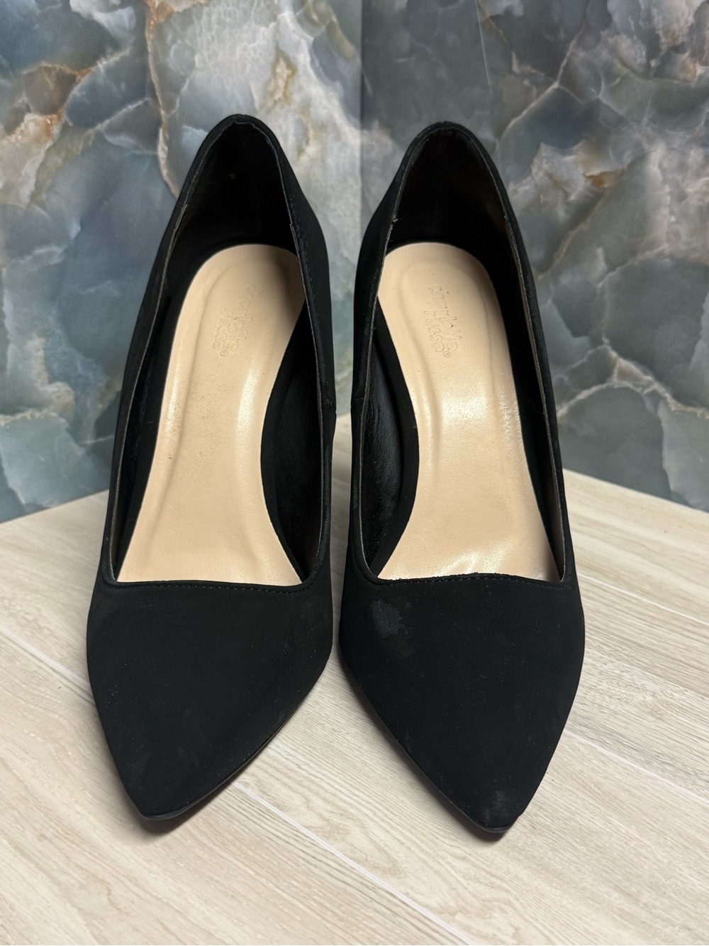 Charlotte Russe Black Pointed-Toe Suede Pumps